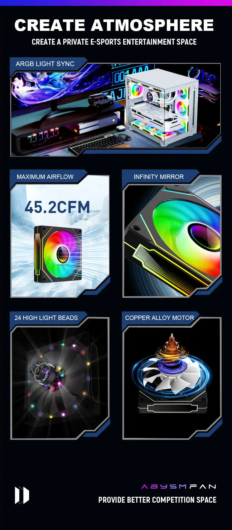 UPSIREN UF-1 PRISM 4 PRO 12cm ARGB Computer Chassis Fan