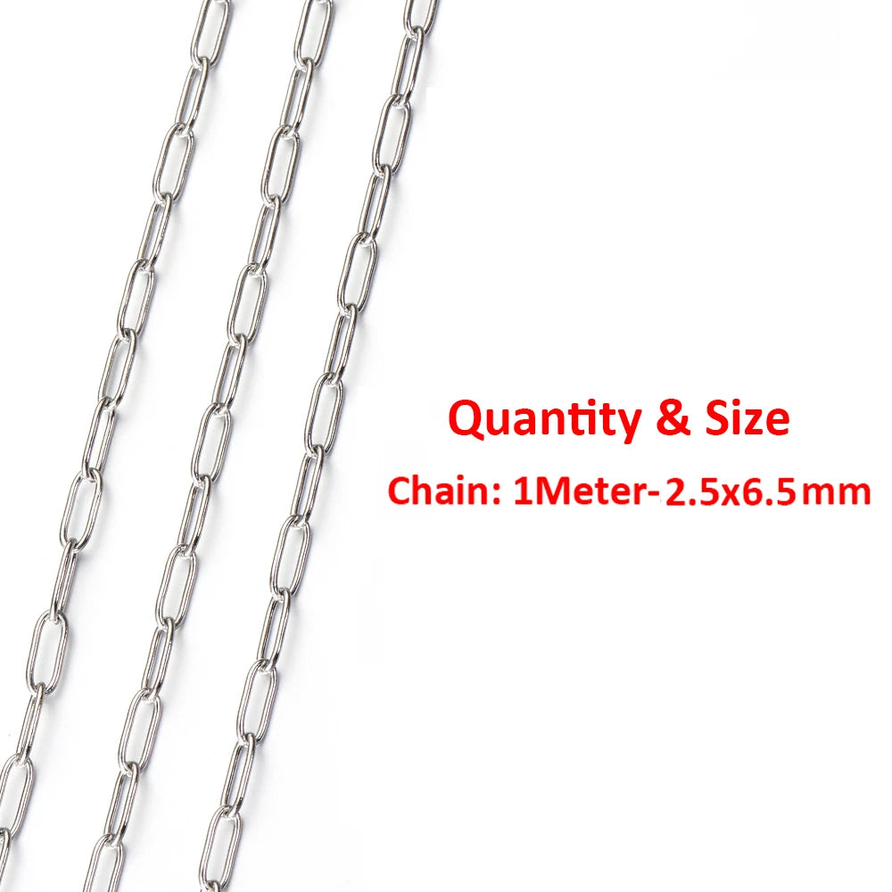 2 Meters/1 Meter High Quality Gold Color Stainless Steel Chain for DIY Jewelry Making