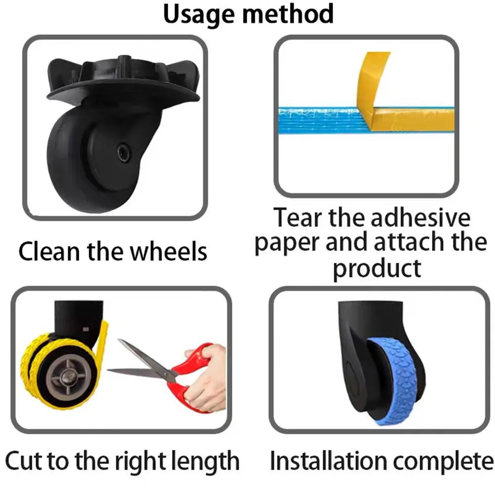 4PC Silicone Suitcase Wheel Protection Case for Quiet Travel