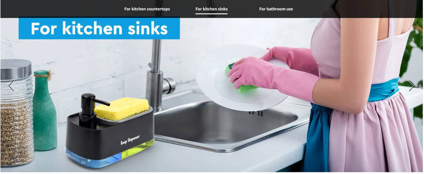 Hand and Dish Soap Dispenser Set, 3-in-1 Kitchen Pump