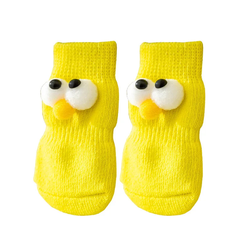 New Four Seasons Universal Socks for Dogs Cute Big Eyes Cute Pet Cartoon Knitted Cat Anti slip and Warm Dog Cotton Socks