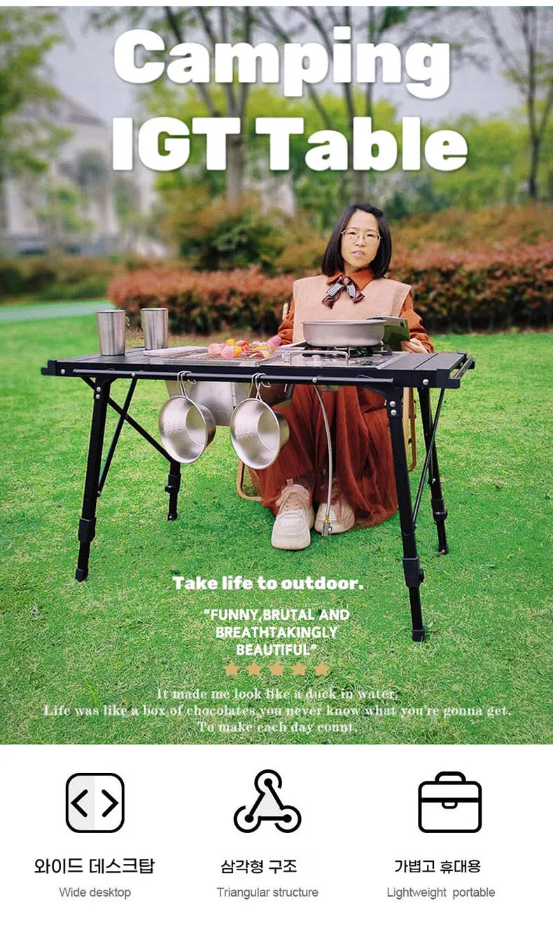 Lohascamping Camping Table IGT Folding Adjustable BBQ Table