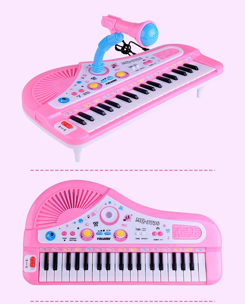 Chriyungel Kids Electronic Piano Keyboard with Microphone 61 Keys or 37 Keys Musical Instrument Toy for Beginner Children