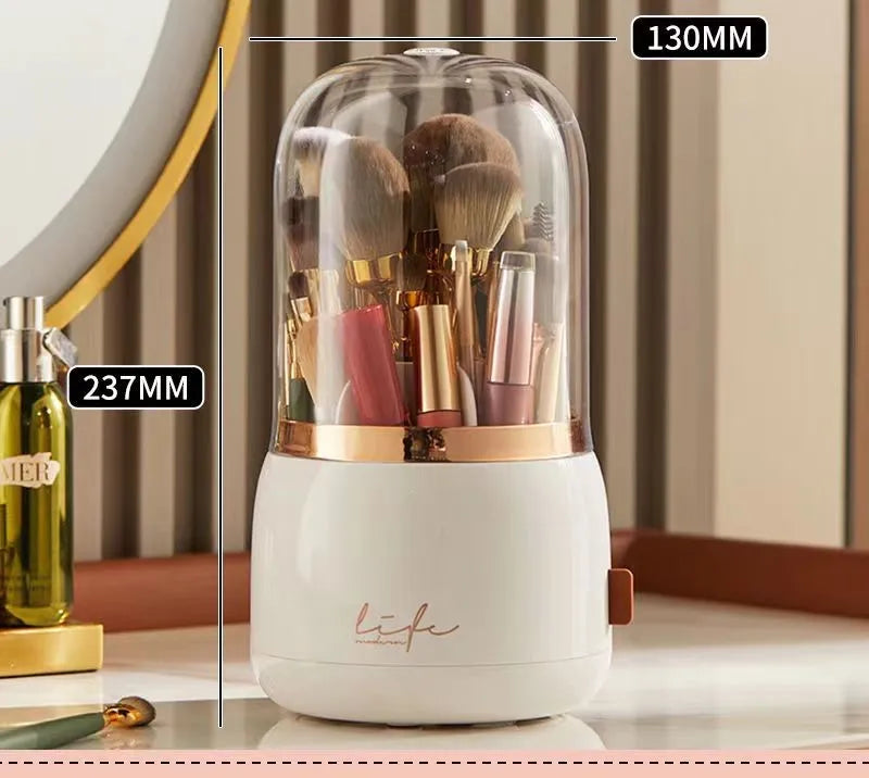 360 Degree Rotating Makeup Brush Holder With Lid Luxury Organizer