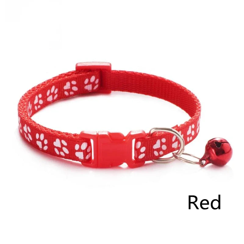 1/3/6/12/18Pcs Pet Collar With Bell Footprints Colorful Dog, Dog, Cat Accessories Cat Collar Adjustable Bell Ring Necklace Pet