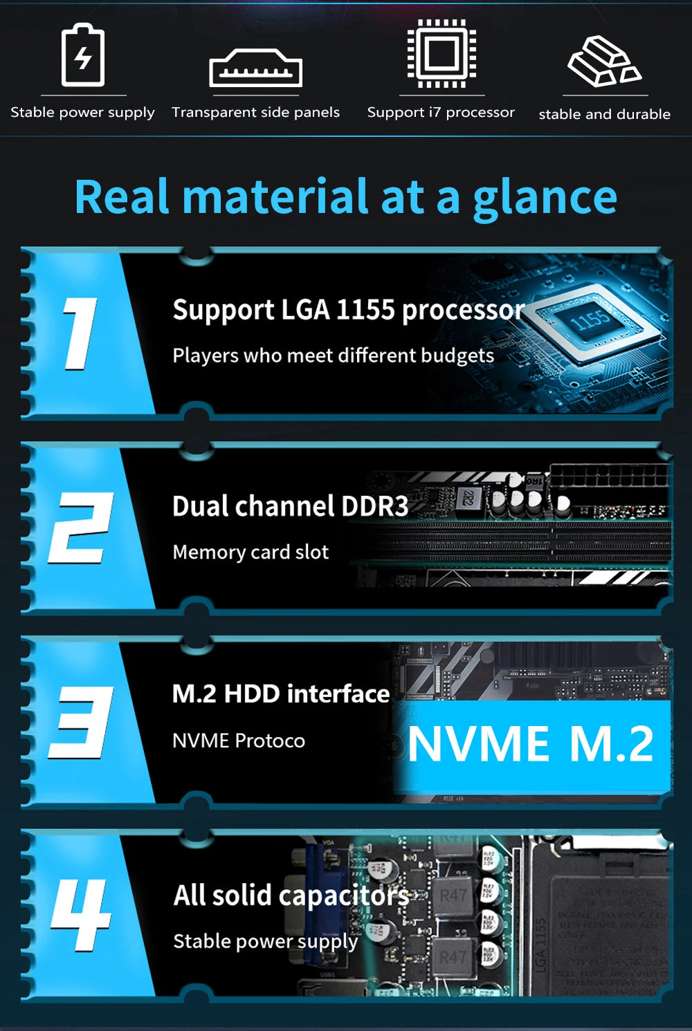 Kit de placa base MUCAI H61 LGA 1155 compatible con CPU Intel Core de 2.ª y 3.ª generación, compatible con M.2 NVME SDD