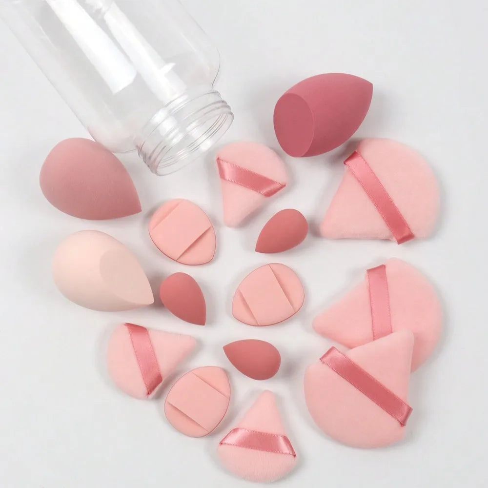 15pcs Makeup Sponge Set With Storage Jar For Flawless Application