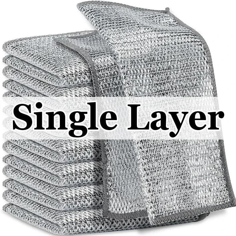 100 Pack Dual-Sided Steel Wire Cleaning Cloths for Kitchen Pots Pans and Dishes Heavy-Duty Microfiber Dish Rags