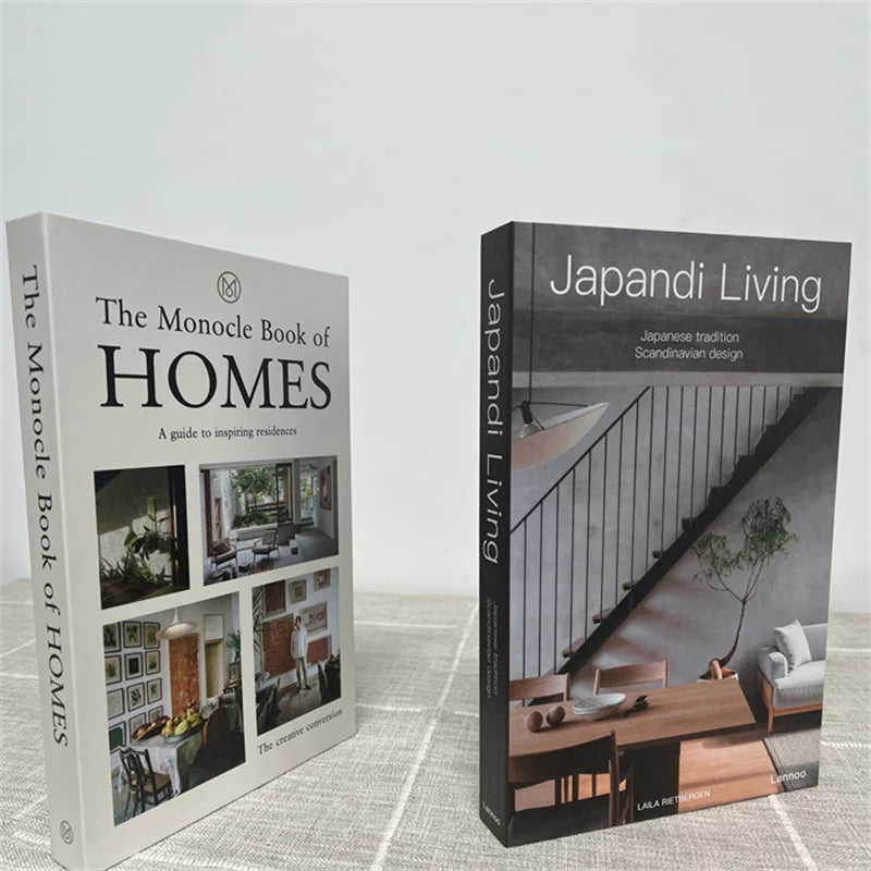 2 Piece Luxury Fake Book Decoration Set for Home and Cafe Decor Vintage Style Ornaments for Study and Club