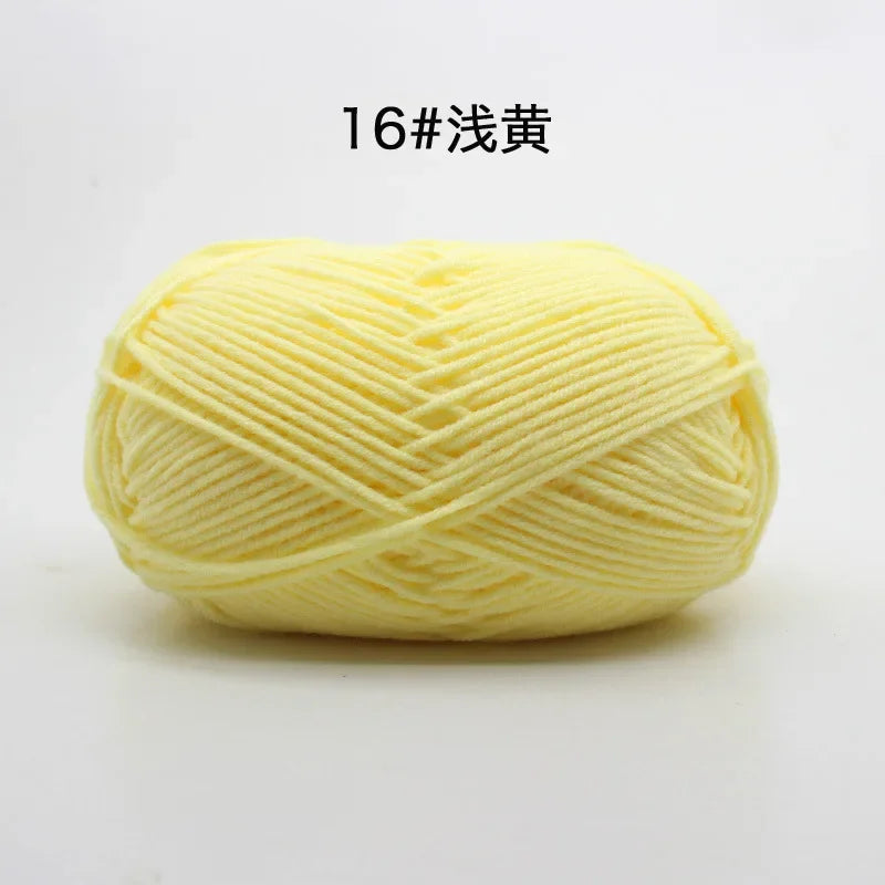 Likeecords 4-Strand Milk Cotton Yarn 60g Soft Baby Yarn for Knitting and Crochet