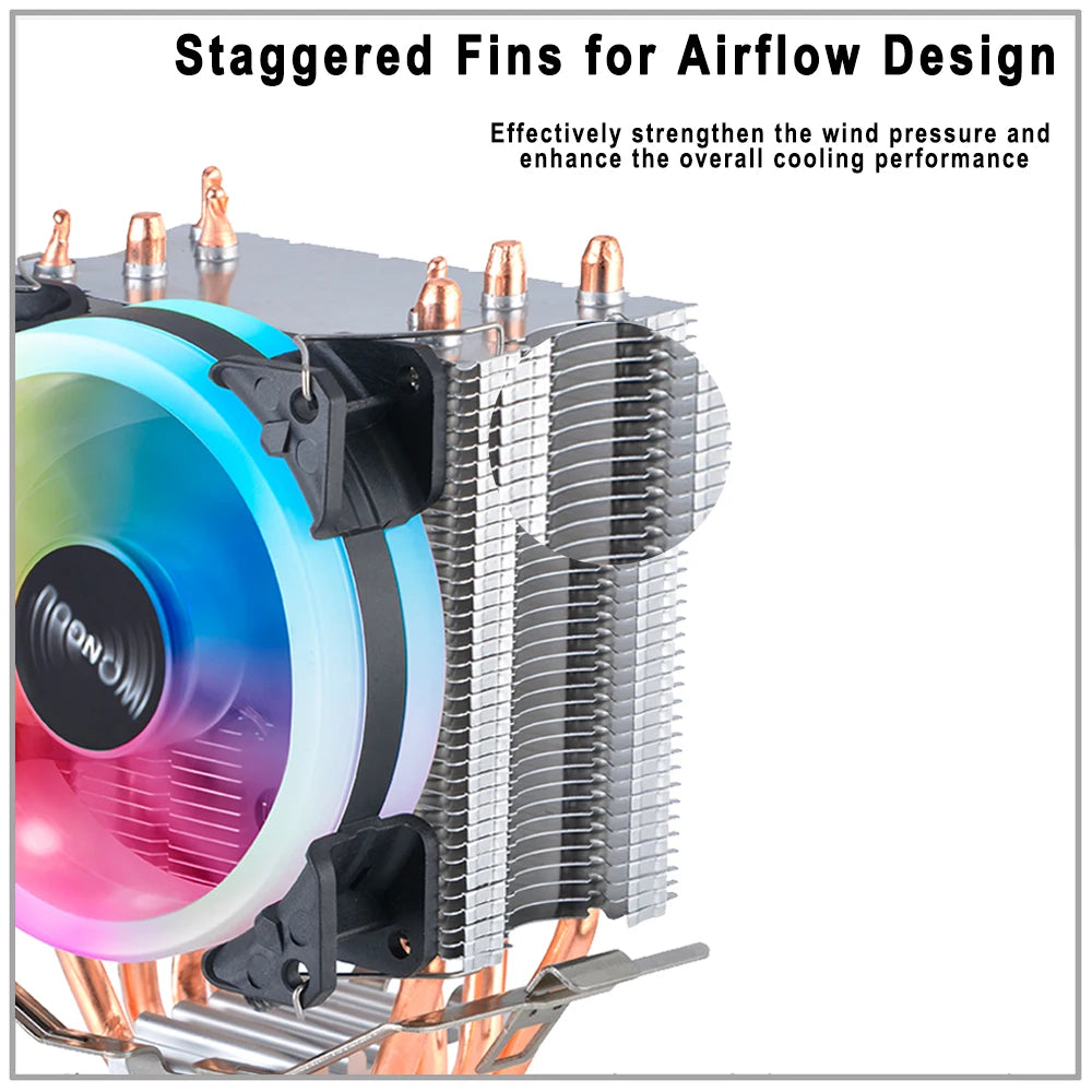 Cpu Cooler X99 4pin 90mm Radiator IWONGOU RGB Fans 4 Heatpipes