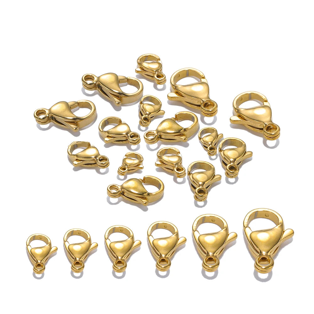 25pcs 18K Gold Stainless Steel Lobster Clasps for Jewelry Making