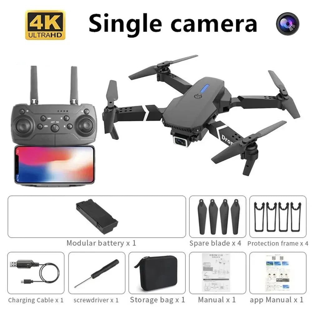 Professional Drone E88 4K HD Camera WiFi FPV Foldable RC Drone
