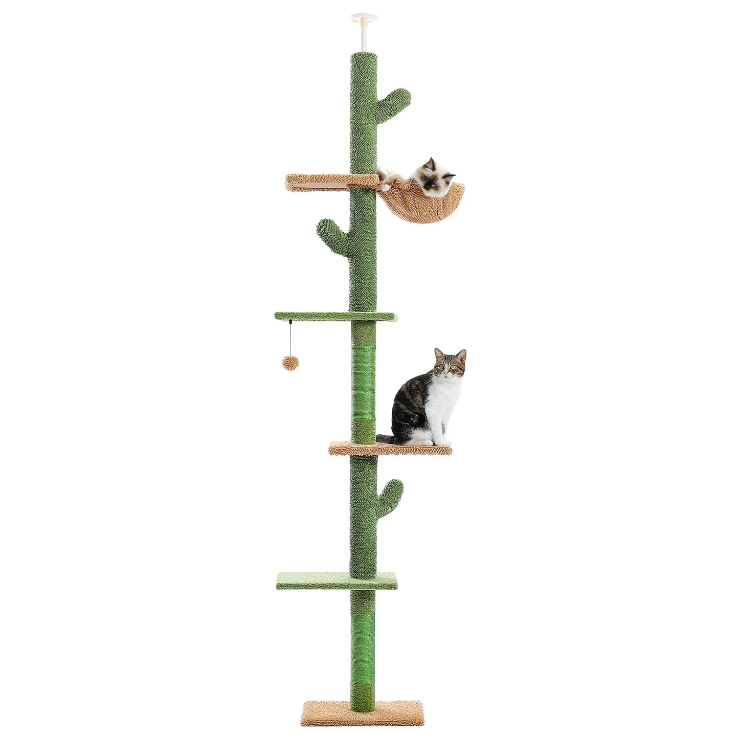 Cat Tree 5-Tier Floor to Ceiling Cat Tower Cactus Design