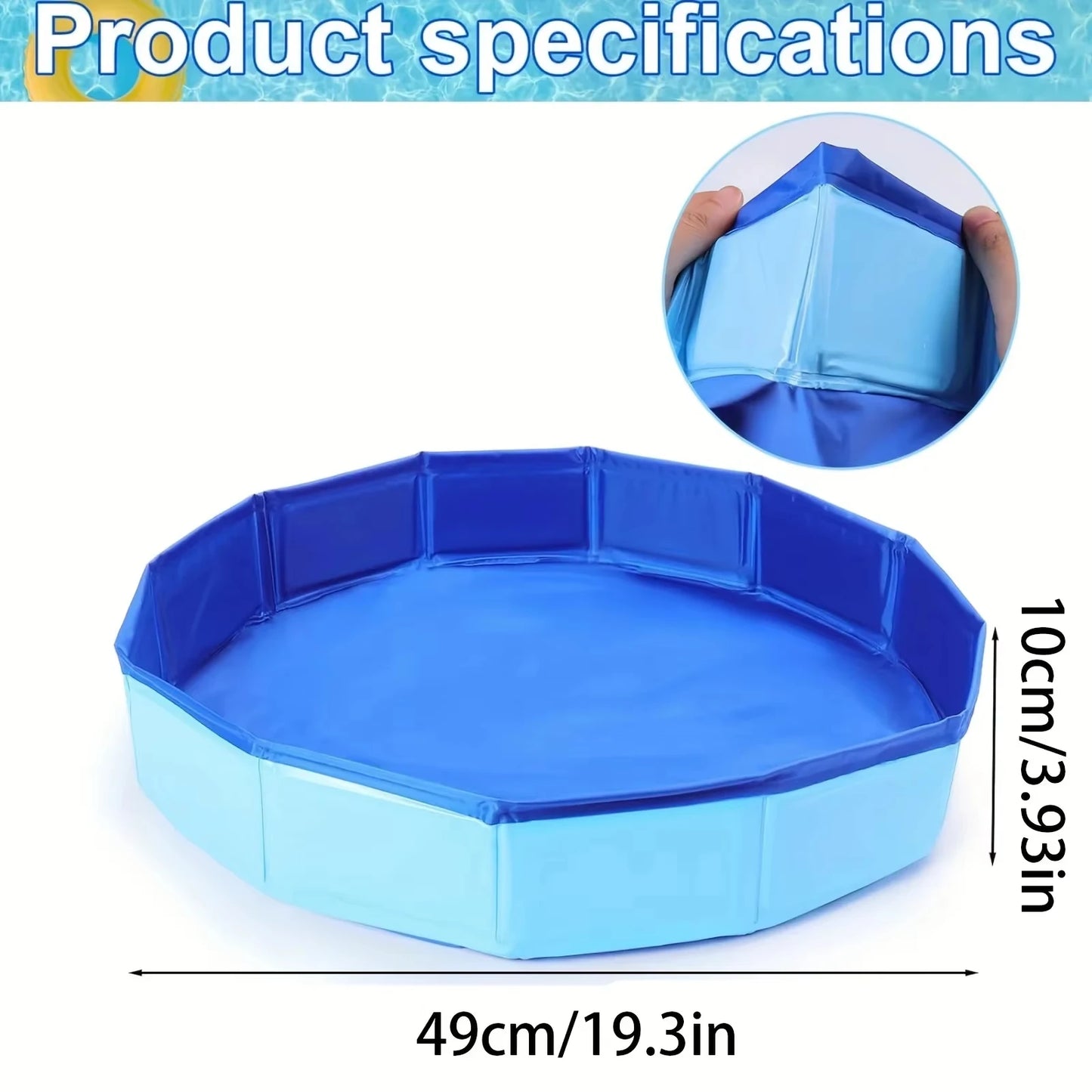 Pet Swimming Pool Foldable Summer Swimming Pool Outdoor Non-slip Pet Bath Pet Cleaning Water Basin Pet Supplies 49x10cm
