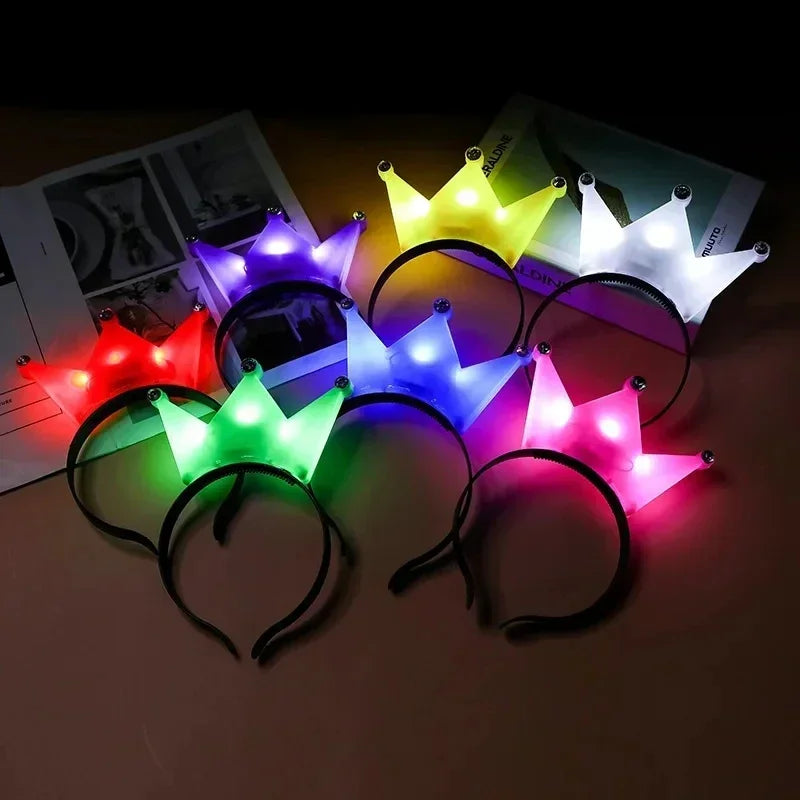 LED Princess Crown Headbands 6/12pcs Light Up Tiaras for Weddings and Parties Flashing Hair Hoops