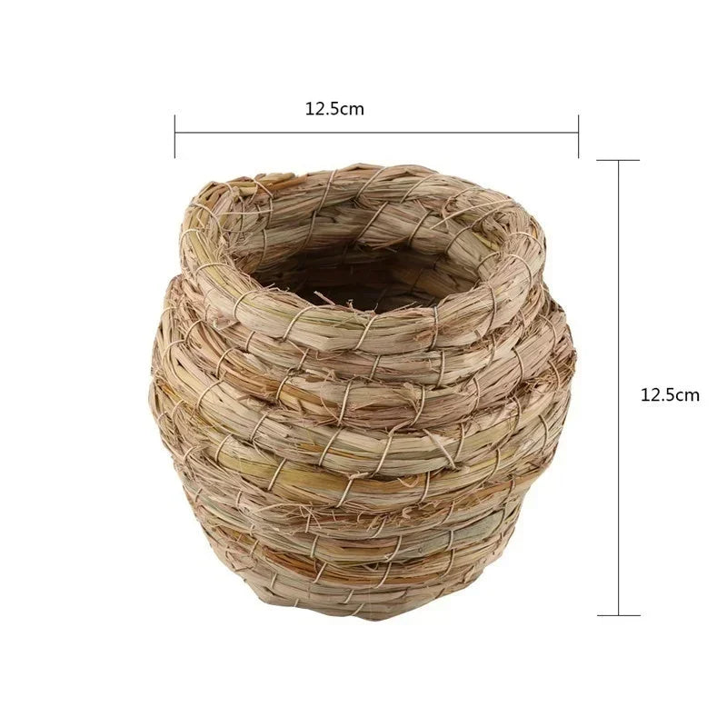 1PC Hand Woven Hummingbird Nest House Hanging Hummingbird Bird's Nest in Straw Garden Nest Woven House Straw Bird HousBirdhouse