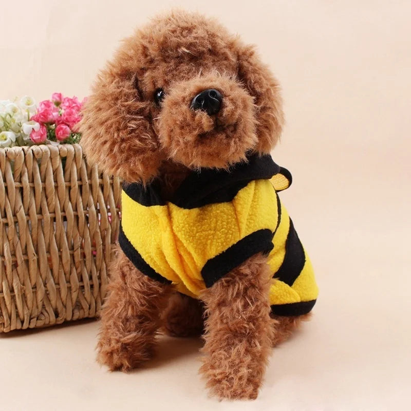 Bee Pet Puppy Coat Fleece Hoodie Costume for Dogs Cats