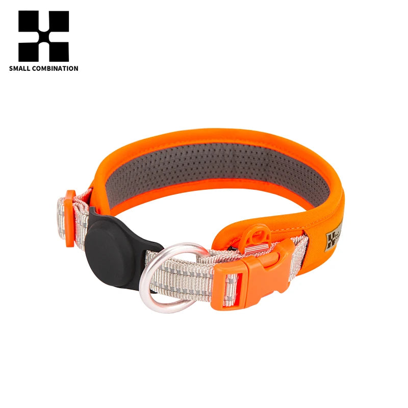 Personalized Adjustable Nylon Reflective Dog Collar with AirTag Holder for Small Medium and Large Dogs