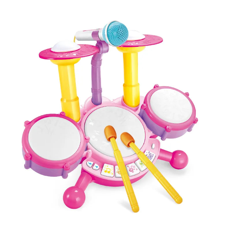 Kids Drum Set for Toddlers Ages 1 to 3 Musical Educational Instrument with Microphone Ideal for Learning Activities and Gift