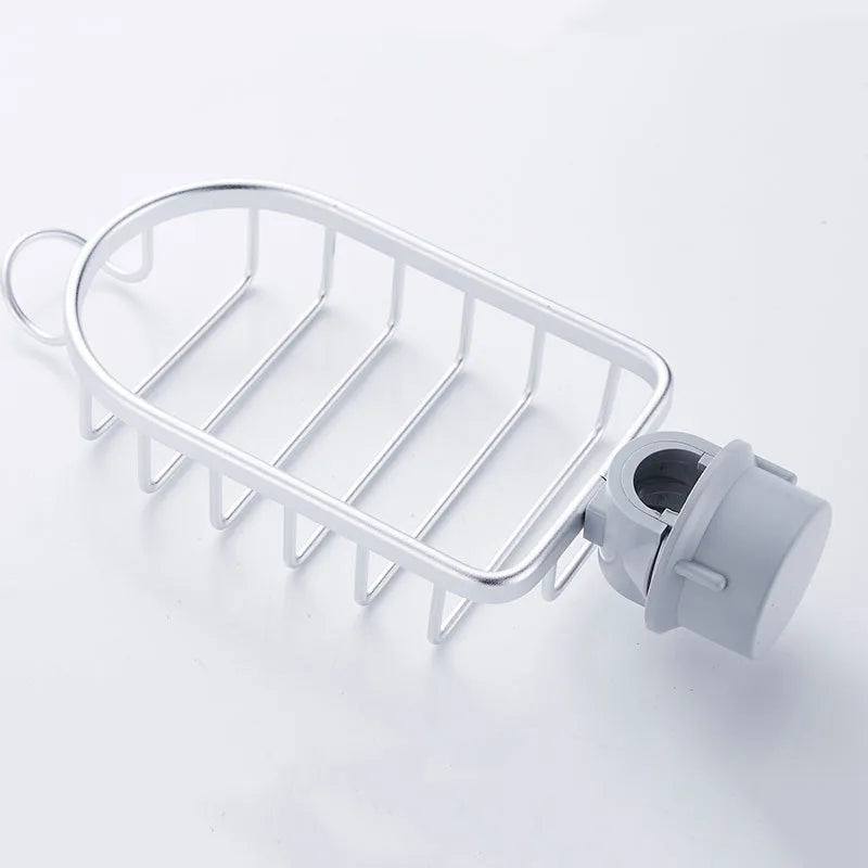 Aluminum Sink Drain Rack Sponge Holder and Soap Organizer Bathroom Kitchen Accessory