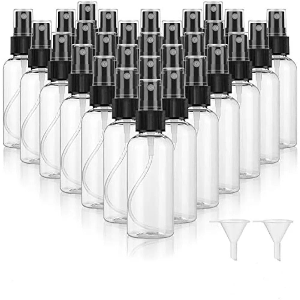 50PCS Fine Mist Clear Spray Bottles in 10ml 20ml 30ml 50ml 60ml 100ml for Essential Oils Travel Perfumes Refillable Pump Caps