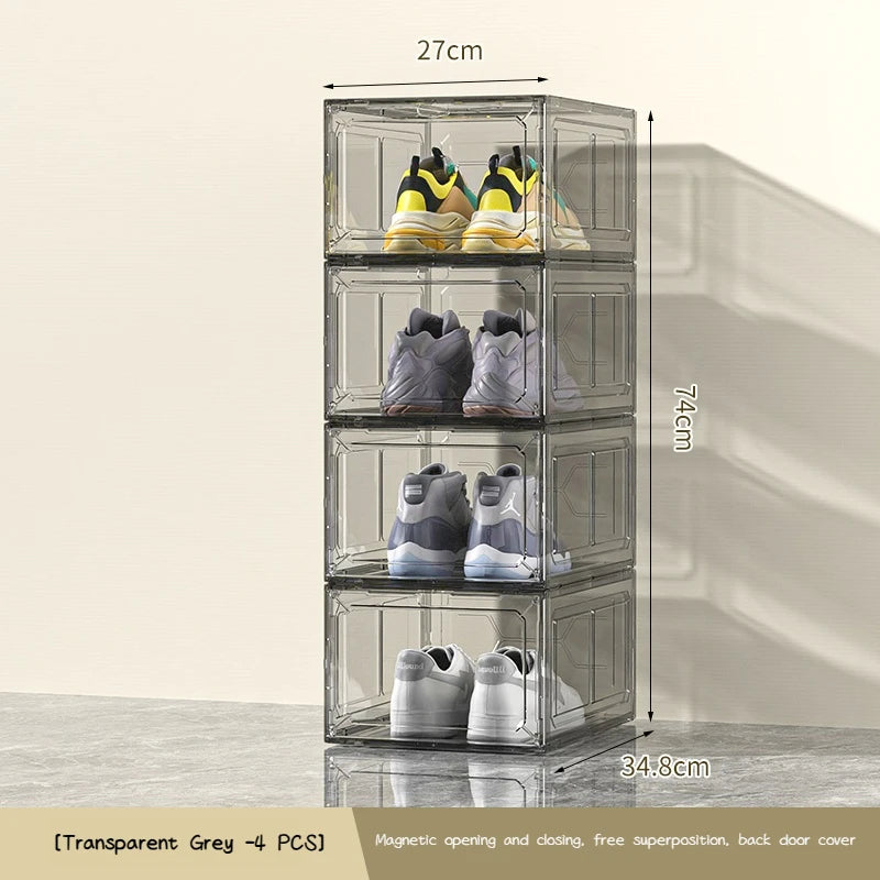 Transparent Shoe Box Magnetic Suction Door Dustproof Storage Box