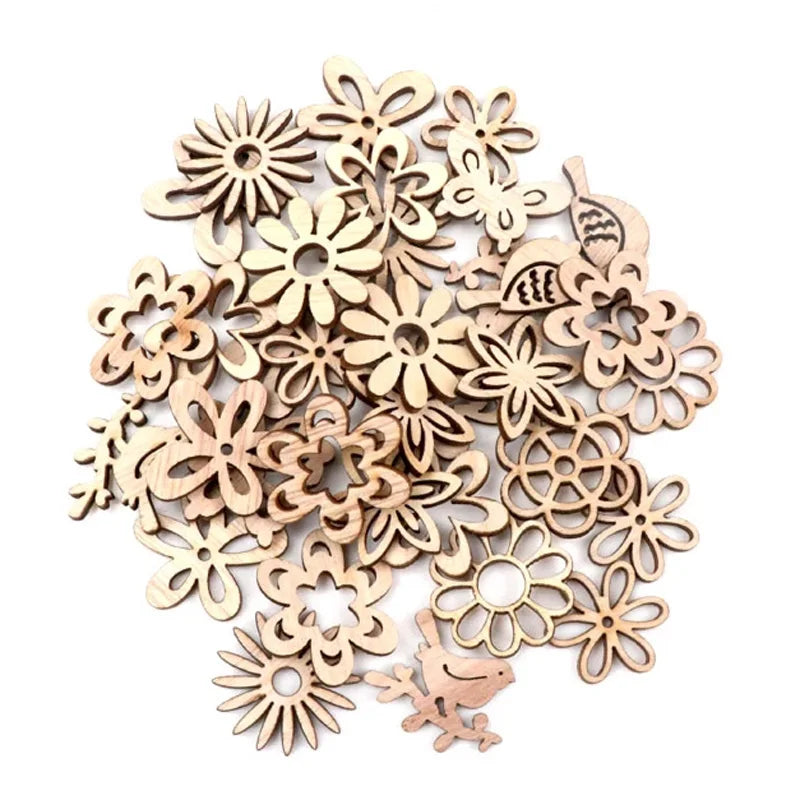 30mm 40pcs Wooden Christmas Scrapbooking DIY Embellishments MZ428