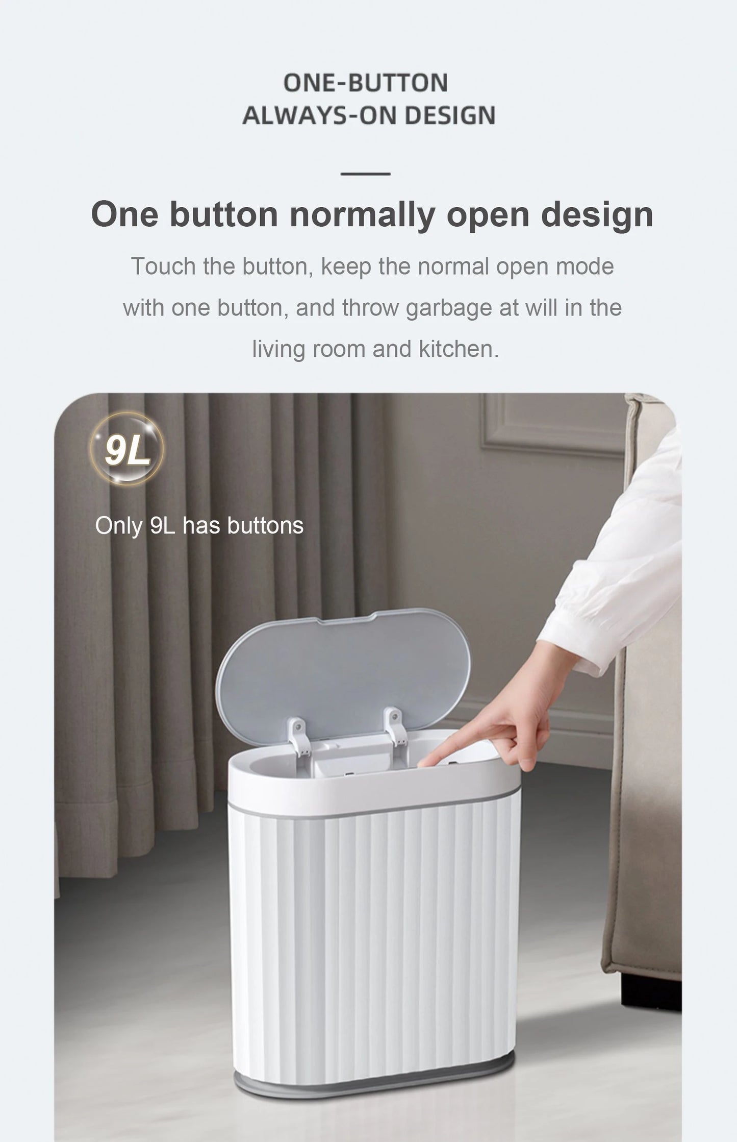 Automatic Sensor Trash Can 7L 9L Stylish Roman Striped Design Hands-Free Induction Garbage Bin for Kitchen and Bathroom