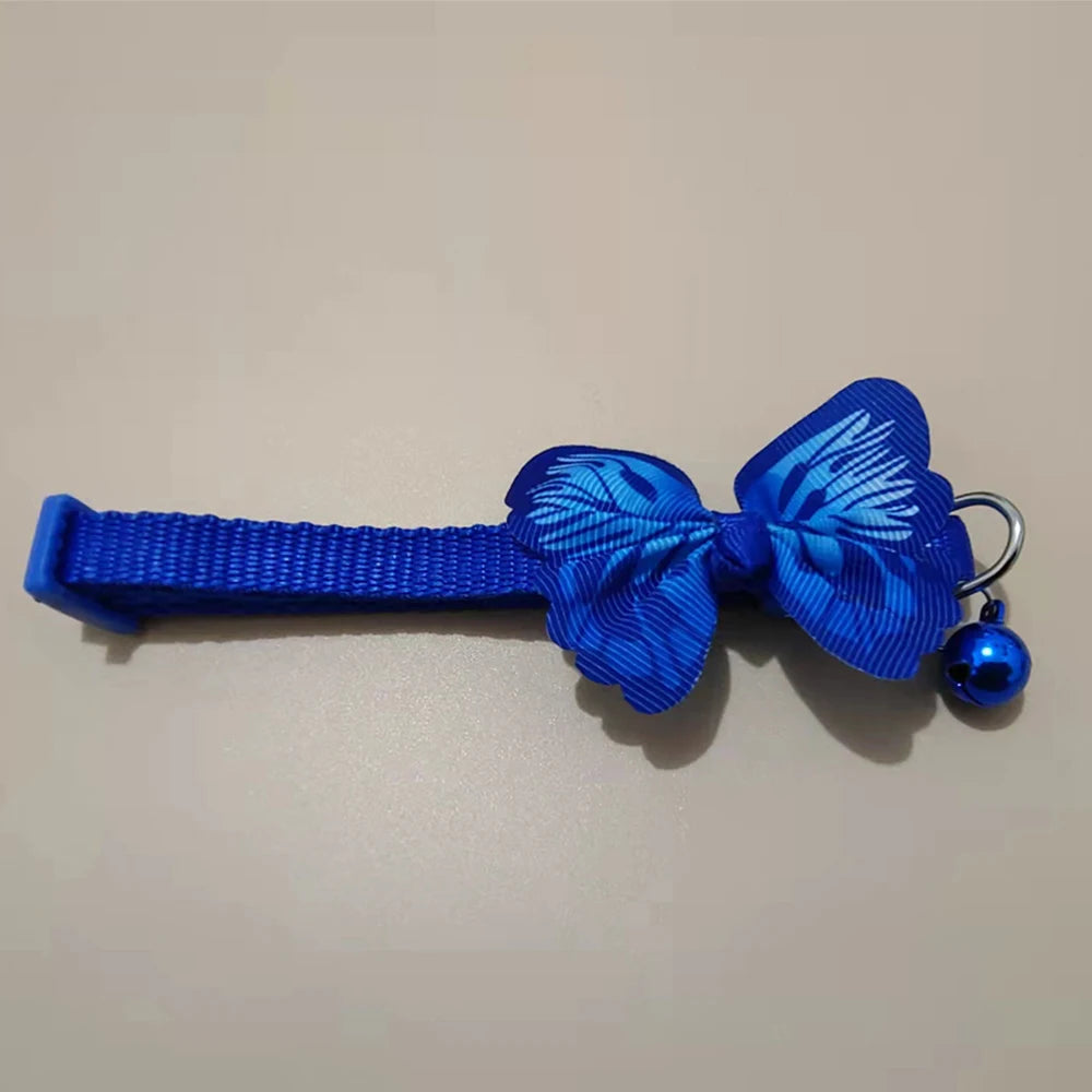 Adjustable Butterfly Bell Pet Collar - Multicolor Cute Design with Safe Lead Clasp for Cats & Small Dogs