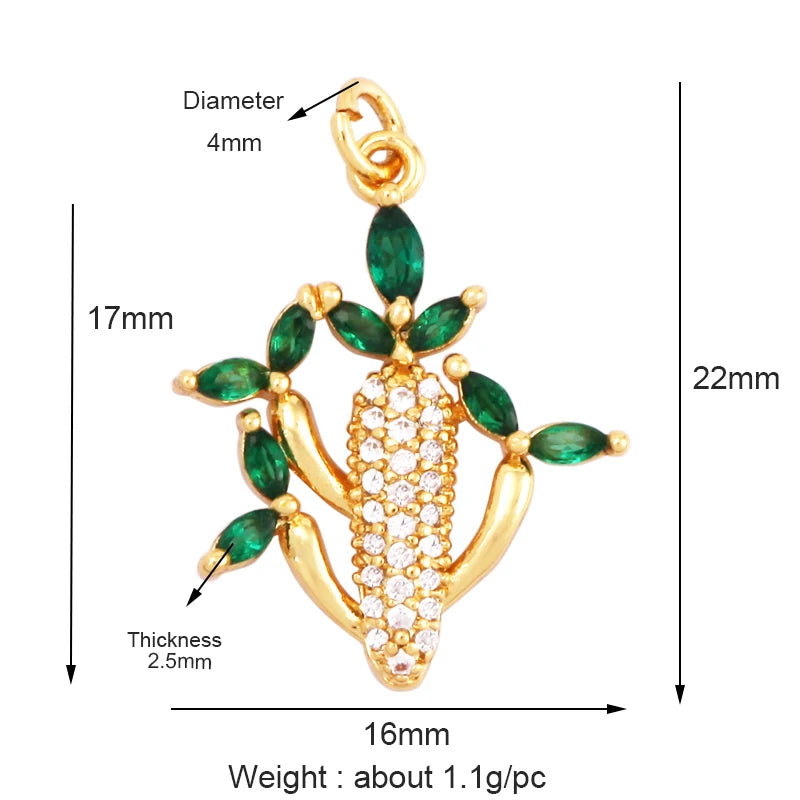 Sweet Colorful Sun Rose Flower Charm Pendant 18K Gold Necklace