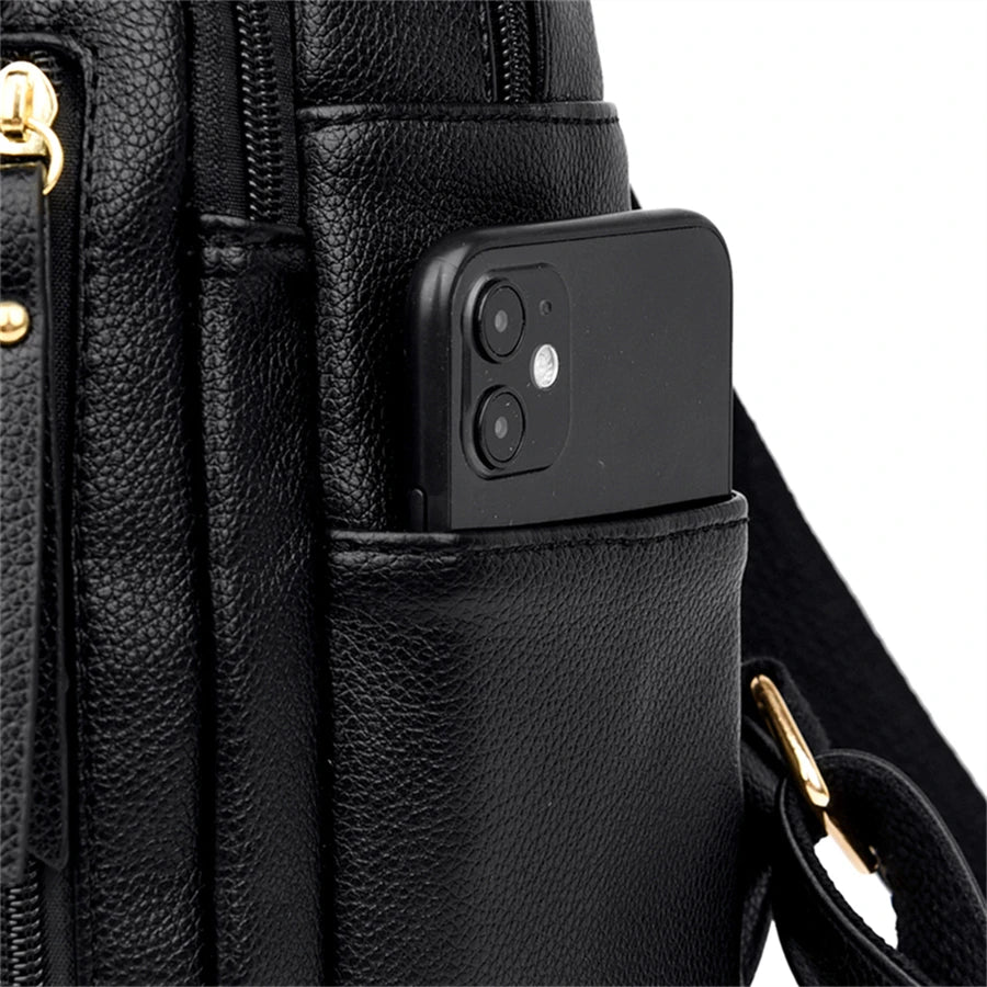 Luxury Women Leather Backpacks for Girls Casual Daypack