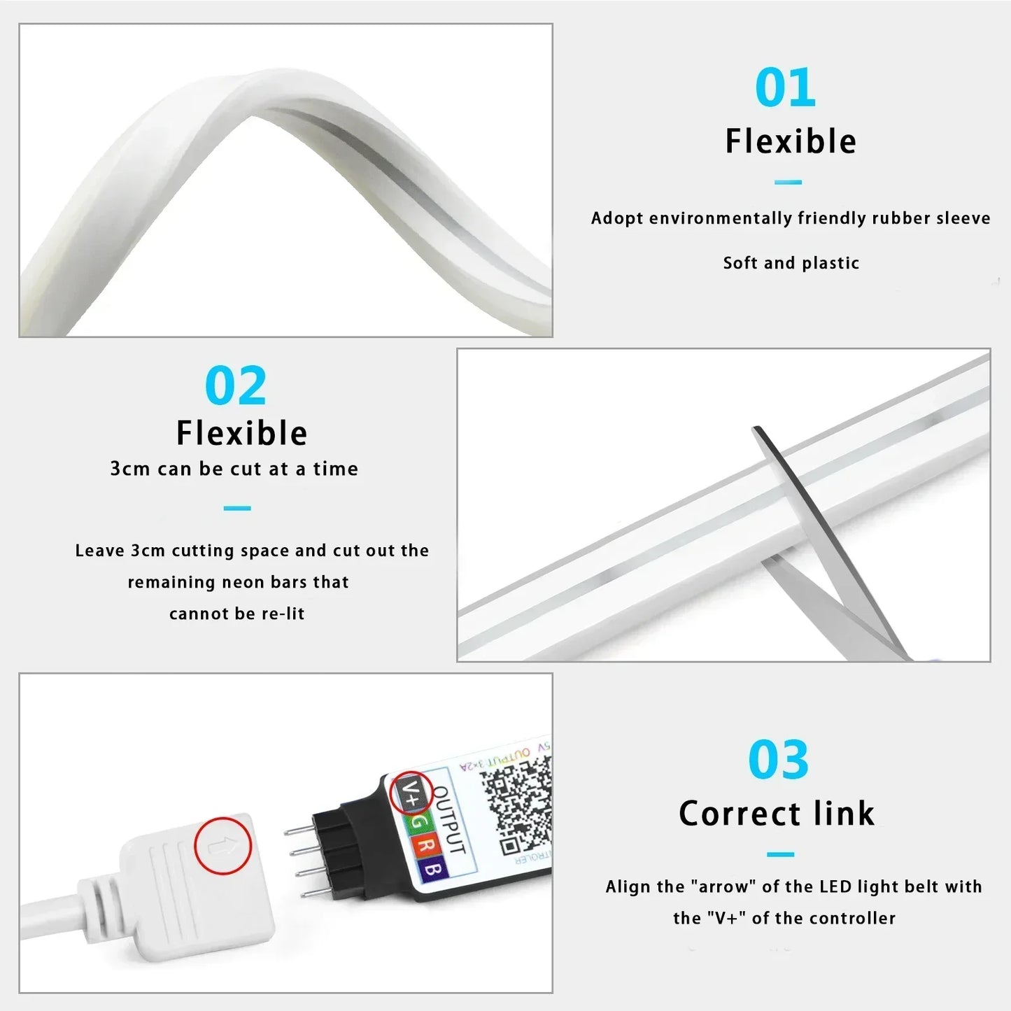 RGB LED Strip Light with Remote Control for Music Sync Waterproof Flexible Home Decor