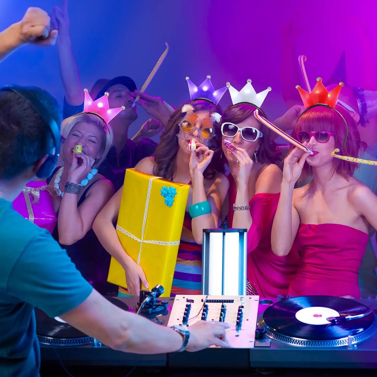 LED Princess Crown Headbands 6/12pcs Light Up Tiaras for Weddings and Parties Flashing Hair Hoops