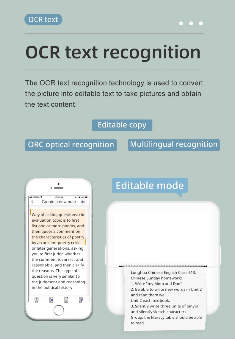 Mini HD Portable Bluetooth Thermal Label Printer Inkless Printing