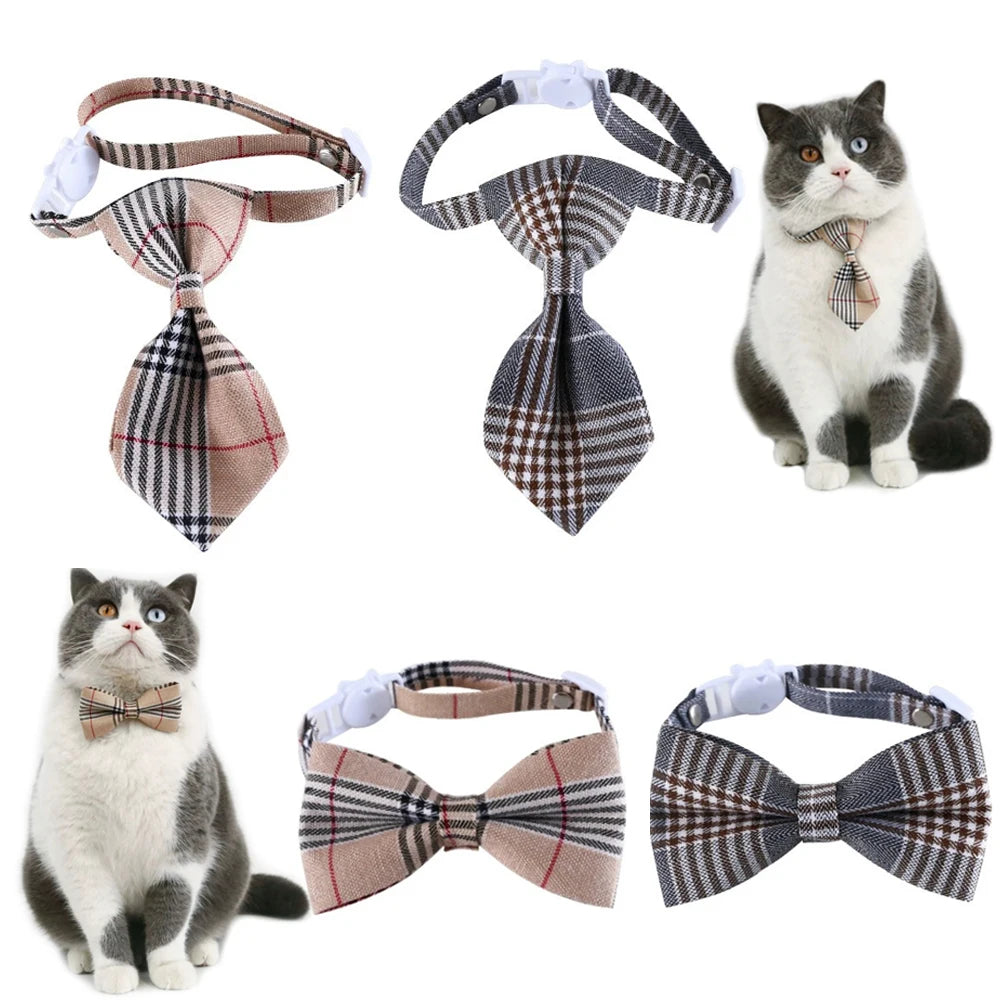 1pc Adjustable Plaid Cat Collar with Bow Tie - Adjustable Comfortable Collar, Perfect for Holiday Dress Up and Everyday Wear