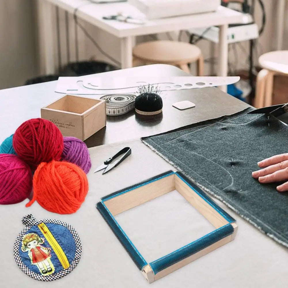 Square Wooden Embroidery Hoop Gripper Strips for Punch Needle Frame Sewing Quilting and DIY Projects