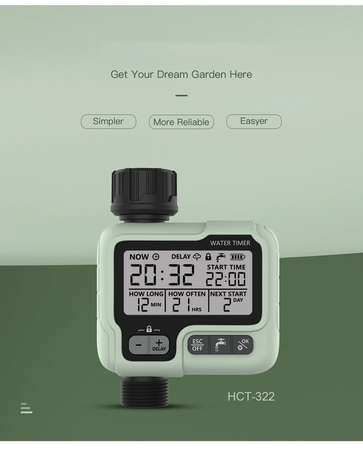 HCT-322 Automatic Water Timer Digital Irrigation Machine