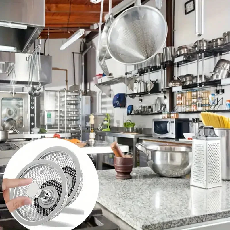 2Set Kitchen Sink Strainer With Handle & Stopper Drain Basket