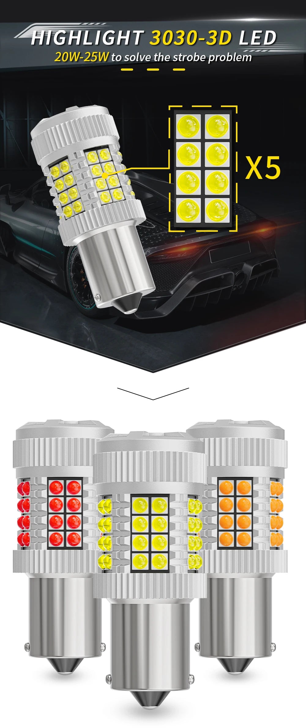 1pcs LED Car Lights High Power 40*3030SMD Canbus Bulb