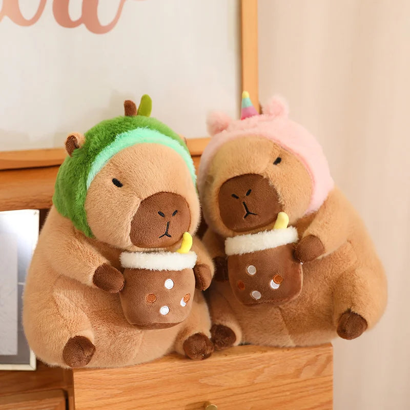 Lotus Leaf Capybara Plush Toy with Unicorn and Dinosaur Design
