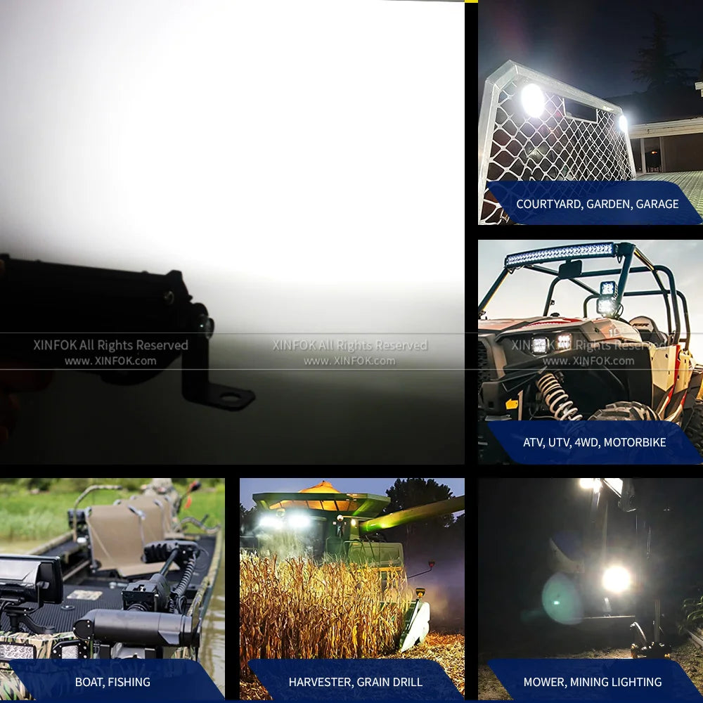 XINFOK 12V 24V LED Offroad Spot Flood Combo Work Light