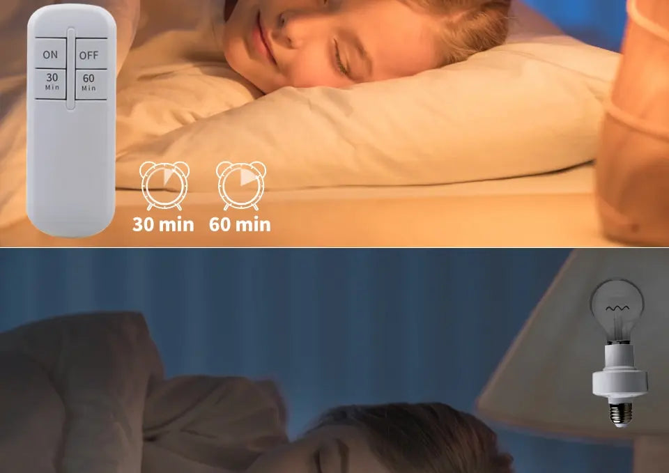 Smart Timer Switch Wireless Remote Control E27 Lamp Holder 15m Range 110V 220V