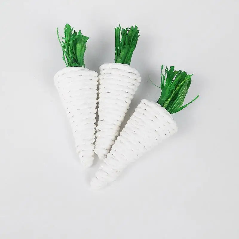 Cute Hamster Rabbit Chew Toy Bite Grind Teeth Toys Corn Carrot Woven Balls For Tooth Cleaning Radish Molar Toys Pet Supplies