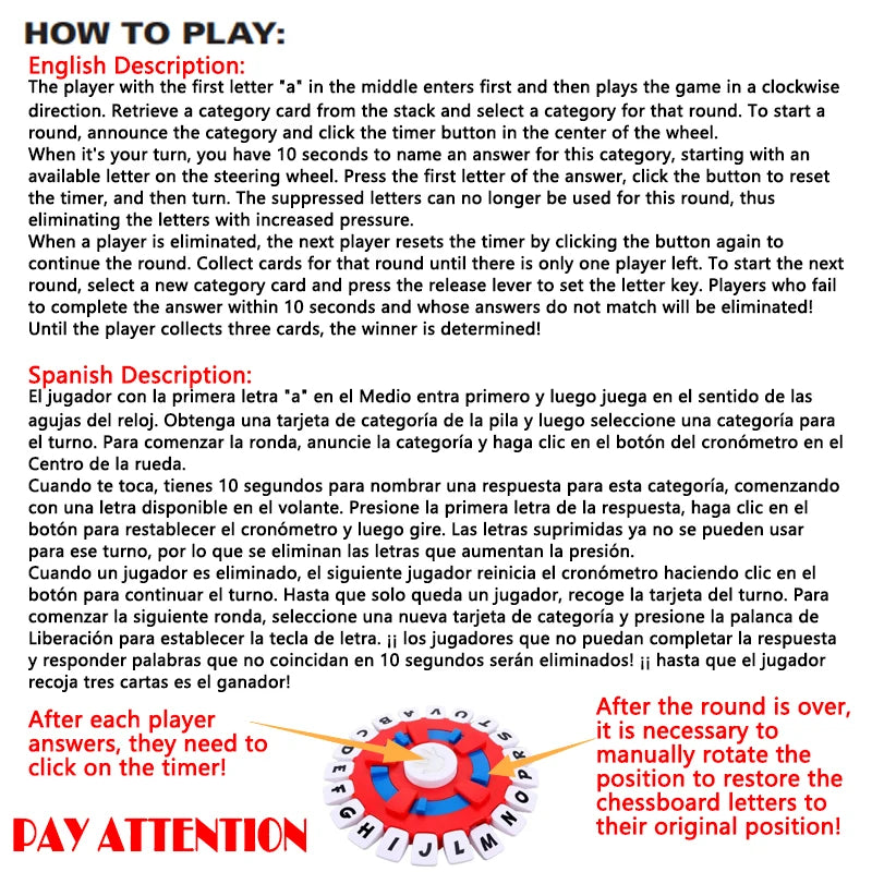 Spanish Basta Game Fast-Paced Family Letter Game for Learning