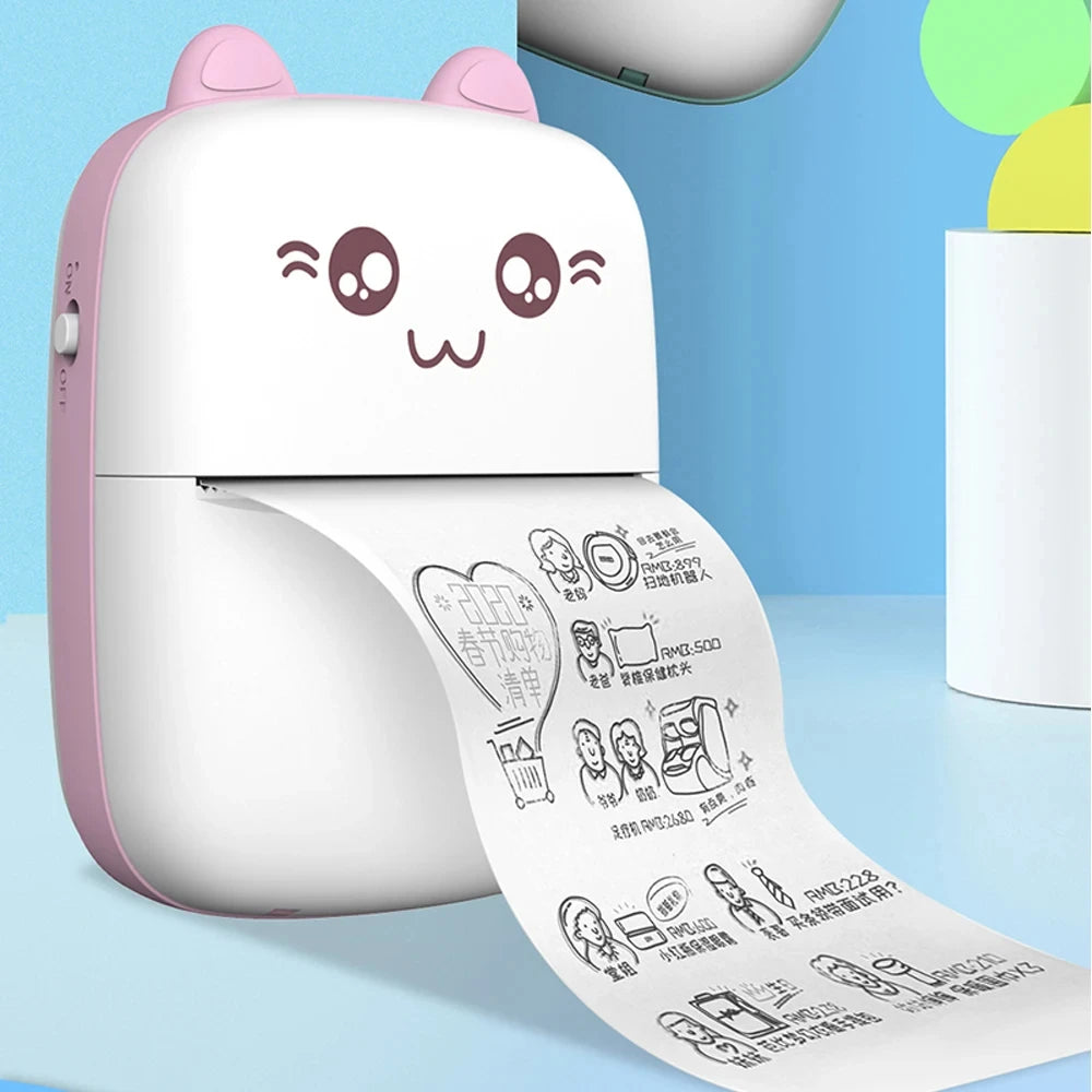 Mini Thermal Printer Wireless BT 200dpi Portable Bluetooth Printer