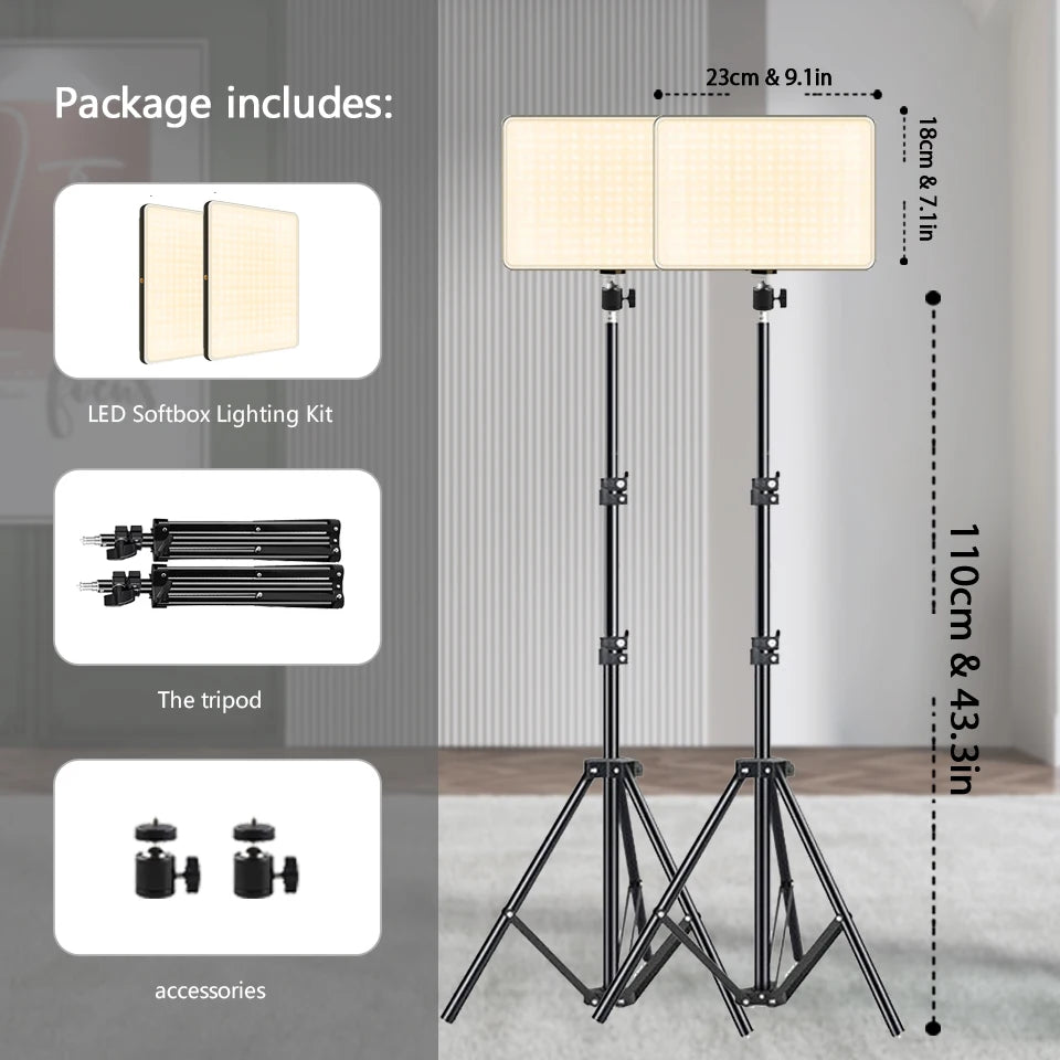 LED Video Lights Conference Photography Lighting Selfie Light Lamp With Tripod For TikTok Zoom Live Streaming