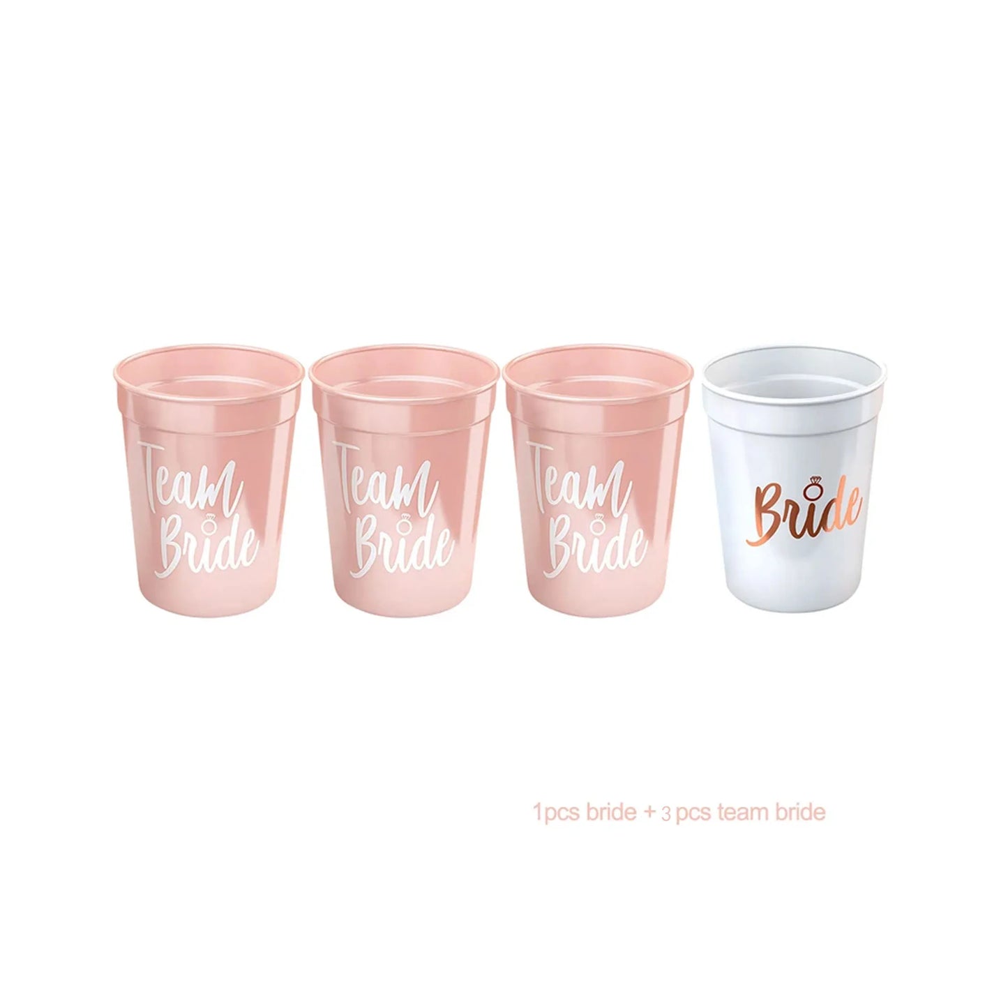 Bachelorette Party Team Bride Plastic Drinking Cups Set for Bridal Shower and Hen Party Supplies