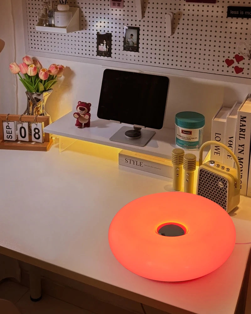 Bauhaus Table Lamp with USB Plug Modern Bedroom and Living Room Decorative Donut Ambient Light