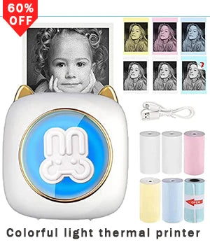 Portable Mini Thermal Printer Wireless BT 203dpi Label Memo Printing